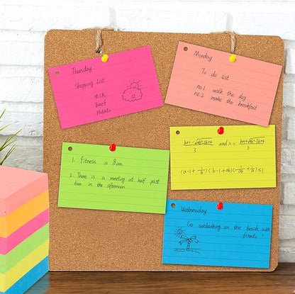 Index Cards 3x5 Inches, 300 Pcs Assorted Neon Color Ruled Index Cards with Ring,Heavy Note Cards, Lined Colored Index Flashcards,Study Cards,Memo Scratch Pad for Home Office School
