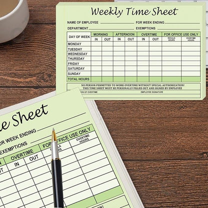 Employee Weekly Time Sheets Weekly Format 2 Part Carbonless 5.5 x 8.26 Inch - Daily Time Sheet Log Book Weekly Format 100 Sets