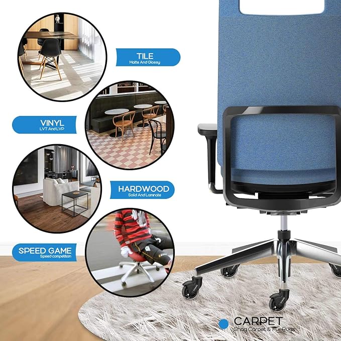 Office Chair Caster Wheels, 3" Newly Lightweight Caster Wheels & Revolutionary Swivel Vertical Axle, Safe Protection for All Floors Including Hardwood, Set of 5