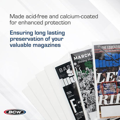 BCW Magazine Backing Boards (8.5 x 11 Inches) -1 Pack (100 total) | 24-Point Solid Bleached Sulfate, Calcium Carbonate Coating Protective Sheets | Ideal for Collectible Magazine Protection
