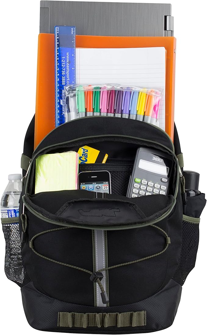 FUEL Hiking Backpack for Women Men Terra Sport, Travel, College, Gym, Work with Laptop Sleeve, Bungee, 18 Inches, Black