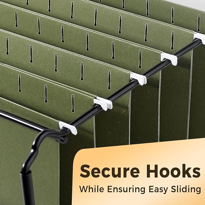 SUNEE Hanging File Folders, 75 Pack Reinforced Hang Folders Letter Size, Adjustable 1/5-Cut Tabs, Designed for Bulky Files, Filing Cabinet, Standard Green