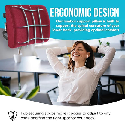 FORTEM Seat Cushion and Lumbar Support for Office Chair, Desk Chair Cushion, Memory Foam Office Chair Cushion, Non Slip Sitting and Back Pillow for Gaming, Car Seat Cushion, Chair Pad