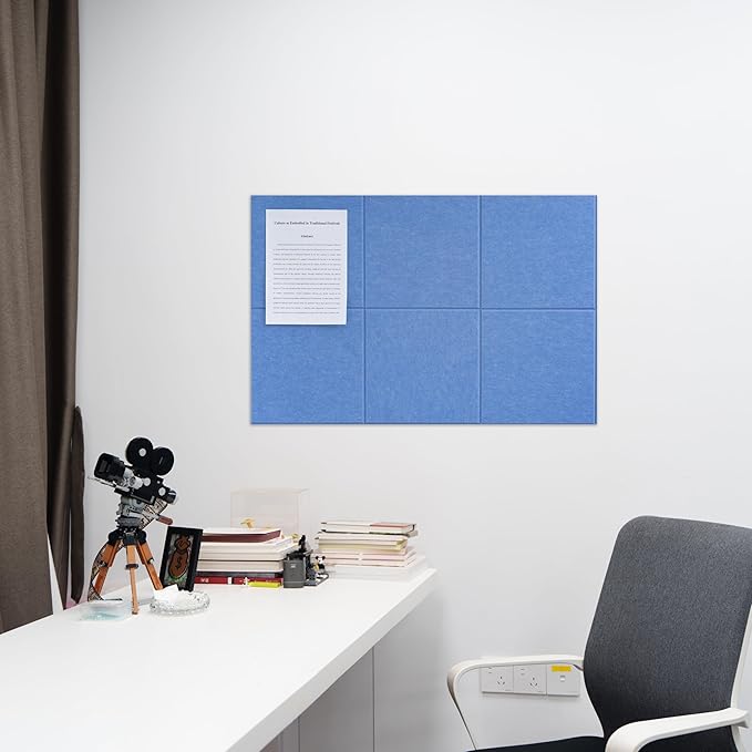 Large Felt Bulletin Board(36" x 24"),Cork Board Alternative,6 Pack Felt Wall Tiles with Safe Removable Adhesive Tabs,Notice Pin Board/Message Board/Vision Board for Office, School & Home