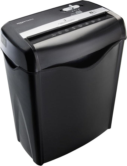 Amazon Basics 6 Sheet Cross Cut Paper and Credit Card Home Office Shredder with 3.8 Gallon Bin, Black