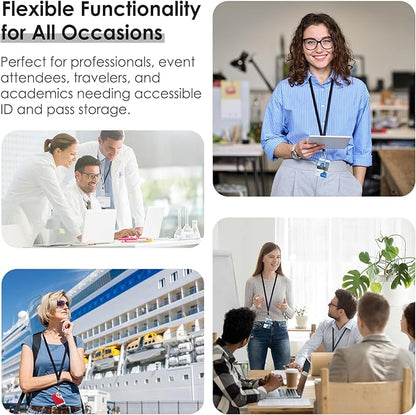 10 Pack Lanyards for ID Badges, Cruise Ship Cards, Keys, Keychain, Long-lasting Neck lanyard Strap with Clasp, Cruise Badge Key Lanyards for Men, Women, Teachers, Kids (Black)