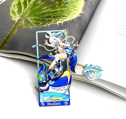 Genshin Impact Mualani Metal Bookmark - Anime Figure Merch with 3D Display Box - Birthday Gifts for Fans Friends Gamer Book Lovers - Zllada