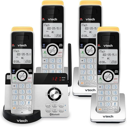 VTech IS8121-4 Super Long Range up to 2300 Feet DECT 6.0 Bluetooth 4 Handset Cordless Phone for Home with Answering Machine, Call Blocking, Connect to Cell, Intercom and Expandable to 5 Handsets