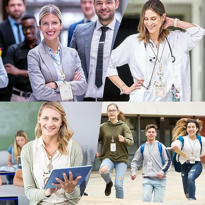 Teacher Lanyard with ID Holder, Floral Inspirational Quote Nutrition Facts Funny Badge Holder with Beaded Adjustable Lanyard, Gifts for Teachers