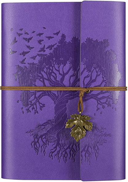Leather Journals Notebooks with Blank Pages, Vintage Refillable Journal for Writing, Personal Travel Diary Art Sketchbook to Write in, Gifts for Women, Men, Teen Girls and Boys, 160 Pages (Purple, A5)