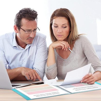 Dunwell 8.5x11 Portfolio Binder (Aqua, Horizontal), Plastic Presentation Book, 24 Pockets Displays 48 Pages of Letter Size Documents, Certificates, Keepsakes, Art Portfolio Folder, Acid-Free Poly