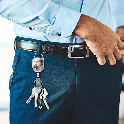 3 Pack Badge Reels - Double Sided Color Print Pattern Retractable Badge Holders with Retractable Keychain and Badge Clip, Durable Nylon Rope