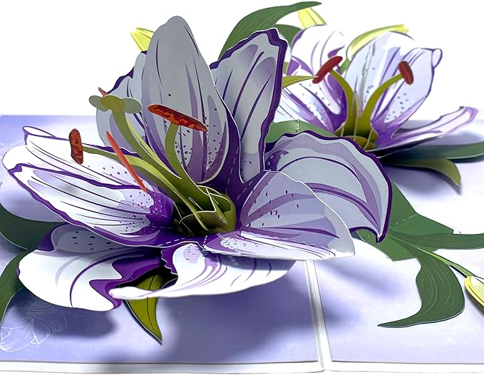 Paper With Deepest Sympathy Card, White Lily Pop Up Card, Loss of Loved One, Pet, Mom, Dad, Child, Thinking Of You, Condolence, Bereavement, Grief with Envelope (White Lily)