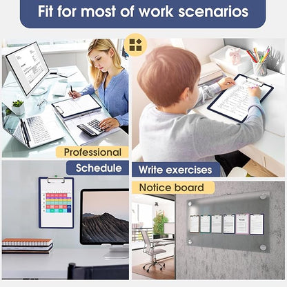 Plastic Clipboards 6 Pack, A4 Blue Clip Board 8.5x11 for Classroom, Students, Kid, Woman, Size 9" x 12.5" with Low Profile Clip, Office & School Supply