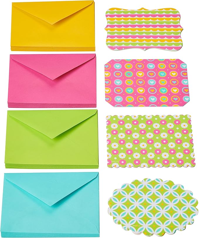 American Greetings Single Panel Blank Cards with Envelopes, Bright Colors, Patterns and Shapes (40-Count)