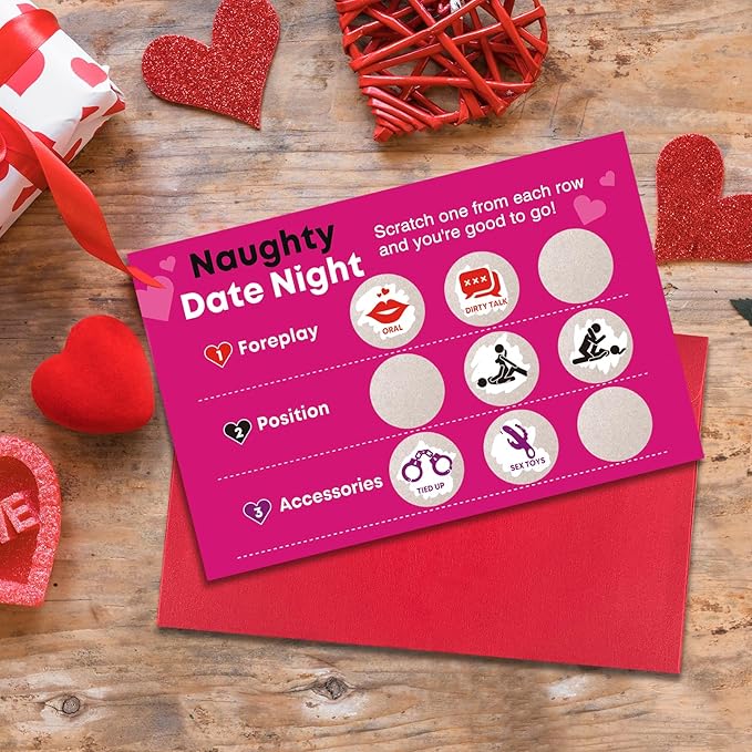 Ogeby Funny Valentines Day Scratch Card for Boyfriend Husband, Naughty Valentines Day Card Gifts for Him Men Couple, Sexy Date Night Scratch Off Card Gifts