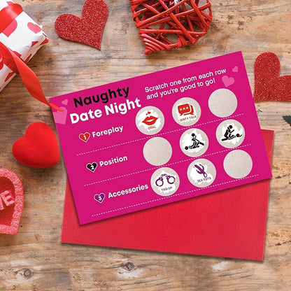 Ogeby Funny Valentines Day Scratch Card for Boyfriend Husband, Naughty Valentines Day Card Gifts for Him Men Couple, Sexy Date Night Scratch Off Card Gifts