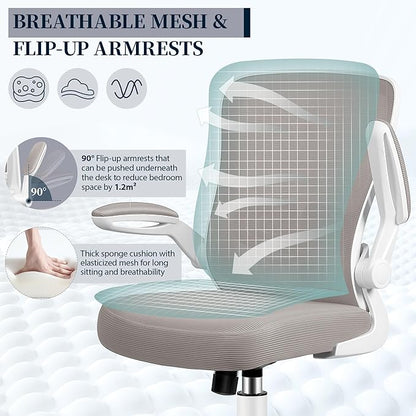 FelixKing Office Chair, Ergonomic Desk Chair with Adjustable Height and Lumbar Support Swivel Chairs, Desk Computer Chair with 90°Flip up Armrests for Conference Room (Gray)