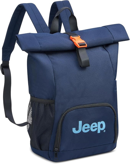 Jeep JS016D Rolltop Travel Backpack, Navy, 17" Laptop