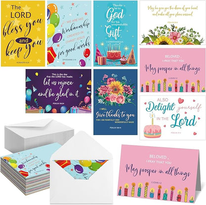 Zhanmai 80 Pack 4 x 6 Inch Religious Christian Birthday Cards Bulk with Scripture Assorted Bible Verse Designs Christian Blessings Birthday Cards with Envelopes (Classic Style)
