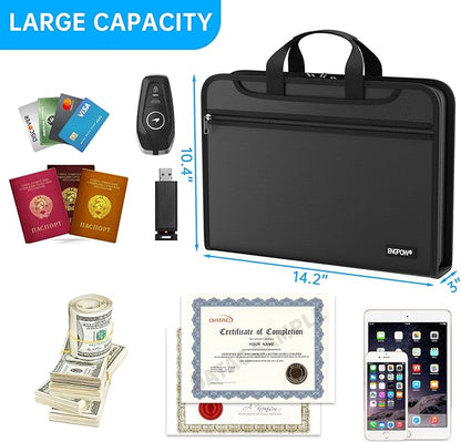 ENGPOW Accordion File Organizer,Fireproof Expanding File Folder with Multi Pockets,25 Pockets Document Organizer with Handle & Labels,Portable Home Travel Safe Storage for Letter A4 Files and More