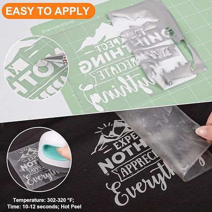 VINYL FROG Heat Transfer Vinyl Roll HTV Vinyl - 12" x5ft Silver Iron on Vinyl for T-Shirts, Heat Press Vinyl for DIY Craft Designs (Silver)