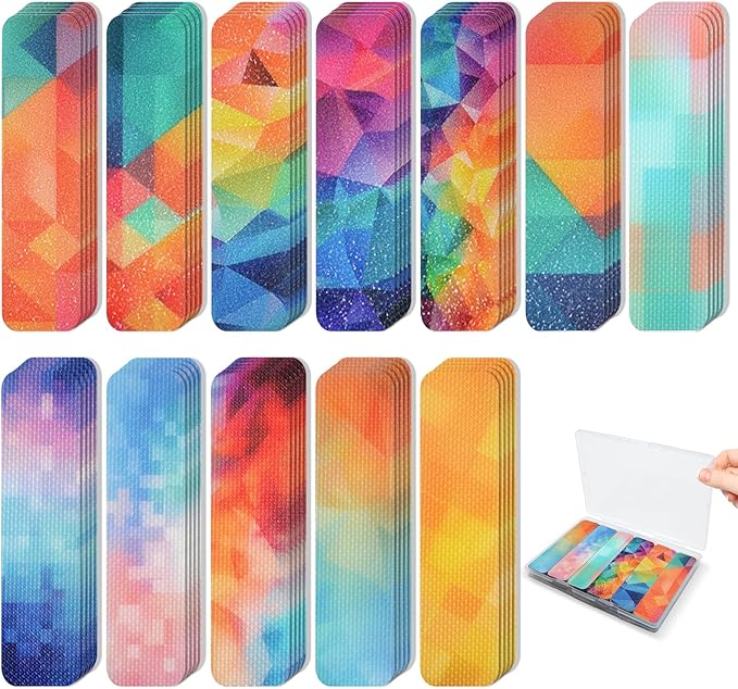 72 Pieces Anxiety Sensory Stickers with Storage Box - Calming Stickers 2 Textured Surface - Fidget Strips for Office & Classroom Desk Adult & Teen Stress