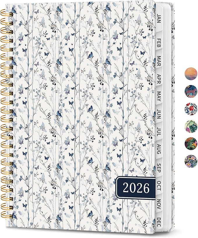 2026 Planner, Aesthetic Weekly and Monthly Planner for Women, Jan 2026 to Dec 2026, Hardcover 2026 Calendar Book with Monthly Tabs, Inner Pocket, Perfect for Office Home School - A5 (6.3" x 8.5"), Butterfly Grove