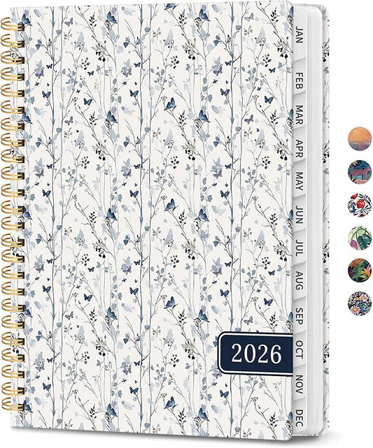 2026 Planner, Aesthetic Weekly and Monthly Planner for Women, Jan 2026 to Dec 2026, Hardcover 2026 Calendar Book with Monthly Tabs, Inner Pocket, Perfect for Office Home School - A5 (6.3" x 8.5"), Butterfly Grove