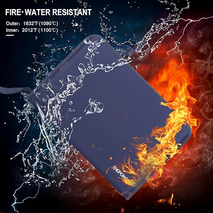 ENGPOW 13 Pocket Expanding File Folder,Fireproof Accordion File Folder Document Organizer with Zipper Closure,Portable Filing Organizer Safe with Colorful Tabs for A4/Letter Size Paper,Files(Blue)