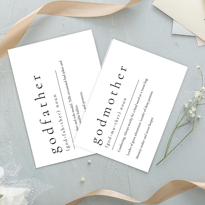 LADY&HOME Set of 2 Godparents Proposal Cards with Envelope,Will You Be My Godfather/Godmother Card Godparents Proposal Gift (A1:Godfather & Godmother)