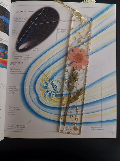 5.5x1 inch Flower Handmade Bookmark Resin Floral with Dried Flowers… (Pink Daisy)