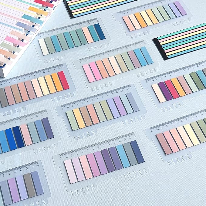 WSCHU 2320Pcs Book Tabs for Annotating Books, 104 Colors Morandi Sticky Tabs for Binders, Page Markers Transparent Sticky Notes,Writable & Repositionable Book Flags Strip Index Tabs,Page Tabs