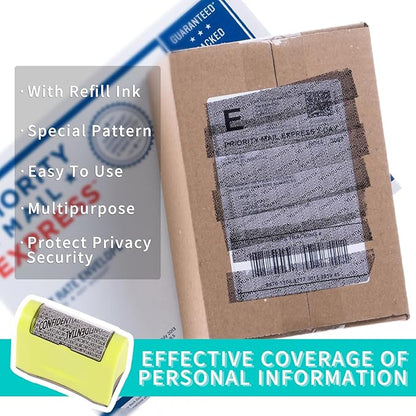 Identity Theft Protection Roller Stamp - Wide Confidential Roller Stamp with 3 Pack Refill Inks for Anti Theft Protection, Confidential Privacy Security, Address Blocker (Green)