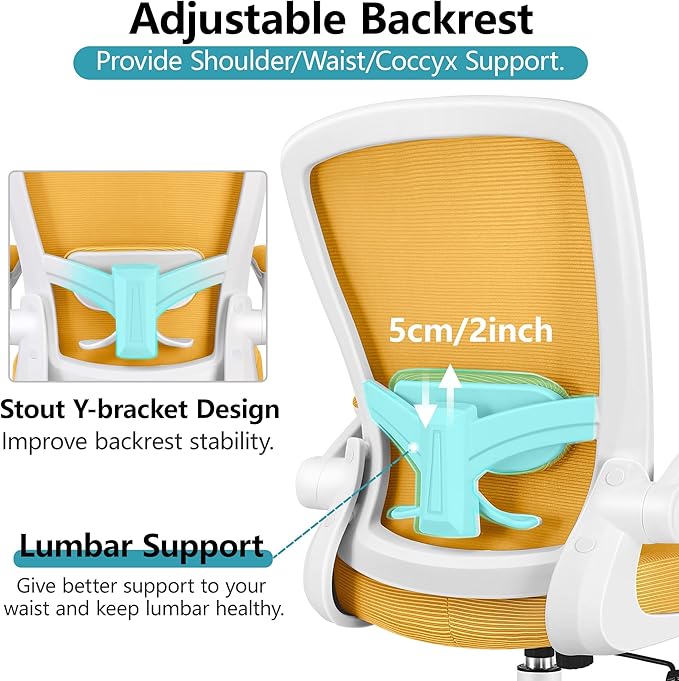 FelixKing Office Chair, Ergonomic Desk Chair Breathable Mesh Chair with Adjustable High Back Lumbar Support Flip-up Armrests, Executive Rolling Swivel Comfy Task Computer Chair for Home Office