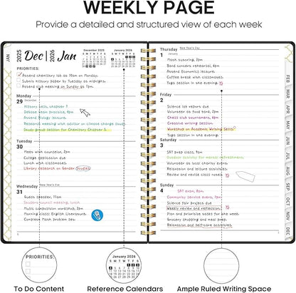 2026 Planner, Weekly and Monthly Calendar Planner, January 2026 - December 2026, Hardcover 2026 Calendar Planner Book with Tabs For Women & Men, Inner Pocket, Spiral Bound, Perfect for Office Home School Supplies - A4 (8.5" x 11"), Black