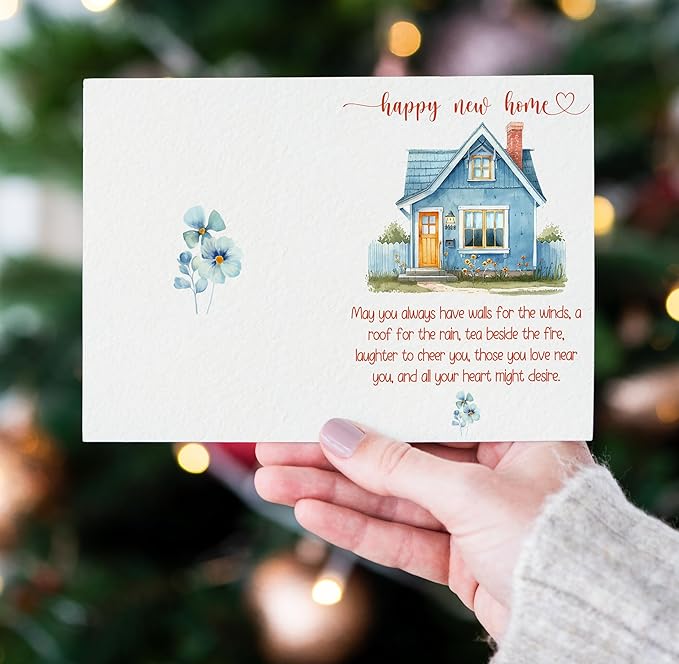 New Home Card, Housewarming Card, Congratulations Home Card - Folded 5"x7" Sing Card with Red Envelope - House Warming Gifts New Home Owner, Neighbor, Friend, Women, Men