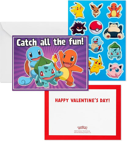 Hallmark Pokémon Valentines Day Cards and Stickers for Kids School (24 Classroom Valentines with Envelopes)