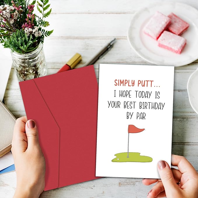 Funny Golf Birthday Card for Men, Happy Birthday Card for Golf Lover, Humorous Birthday Cards for Dad Husband Boyfriend Fiance, I Hope Today Is Your Best Birthday By Par