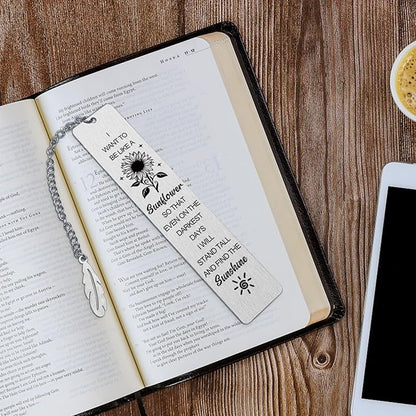 Sunflower Gifts for Women,Inspirational Bookmarks with Chain,Book Markers for Reading,Back to School Coming of Age Gifts,Graduation Gifts,Kids Teen Girls Him Her Christmas Stocking Stuffers