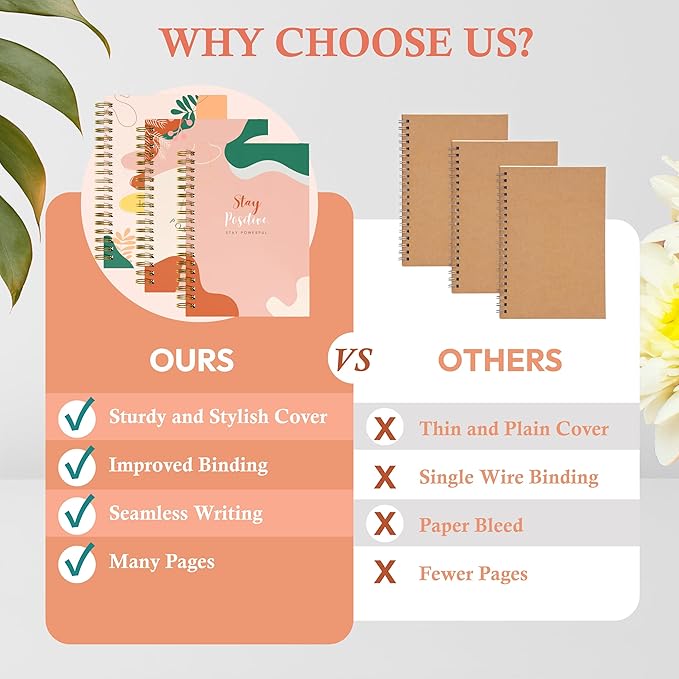 Hardcover Spiral Journal, 10.25" x 7.25", 300 Pages Large College Ruled Notebook for Women, Ideal for Writing, Journaling, Note-Taking, Work, School