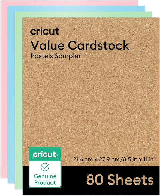 Cricut® Value Cardstock, Pastels Sampler - 8.5 in x 11 in (80 ct)