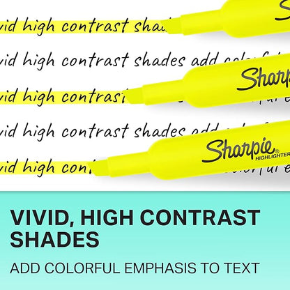 Sharpie Tank Style Bulk Highlighters, Chisel Tip Highlighter Marker Set, Journal Highlighters, Office And Teacher Supplies, Fluorescent Yellow Highlighters, 36 Count