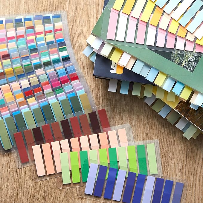 ReliThick 8000 Pcs Annotation tabs Sticky Tabs for Books Transparent Sticky Notes Multi Colored Writable Page Markers Book Flags Strip for Annotating Reading Supplies Bookish Gift(Light Colors)