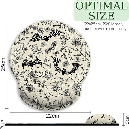 Goth Bat Ergonomic Mouse Pad with Wrist Rest, Gaming Mouse Pad with Wrist Support, Funny Computer Mousepad with Non-Slip Pain Relief PU Base, Gothic Office Desk Accessories Decor Supplies