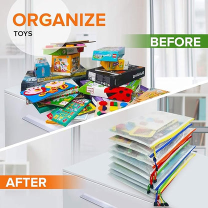 5 Pack Mesh Zipper Pouch Bags 10x14 inch - Plastic Zipper Pouches for Organizing - Document Bags With Zipper - Letter Size Zipper Pouch - Document Pouch With Zipper - Mesh Pouch With Zipper