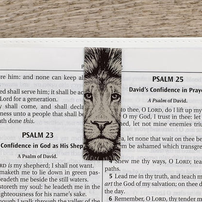 Christian Art Gifts Magnetic Scripture Bookmark/Pagemarker Set for Men: Strong & Courageous Lion - Set of 6, Inspirational Scripture for Bibles, Fridges, Books, Multicolor/Brown/Black/Gray, Small