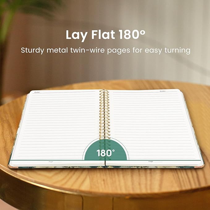 Lined Spiral Journal Notebook for Women, Pretty A5 College Ruled Hardcover Notebook for Work & Note Taking, Cute Aesthetic Journal for Writing, 140 Pages, Misty Woods