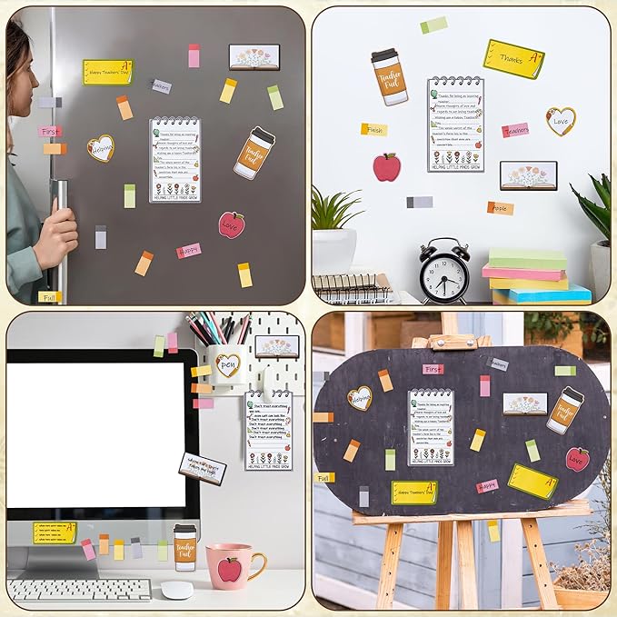 Retro Wildflowers Teachers Sticky Notes Set - Teacher Plant Seeds Self-Stick Note Pads Teacher Appreciation Notepads Writing Memo Pad Page Marker Back to School Office Supplies Thank You Gift