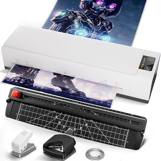 A3 Laminator Machine,13 Inch 9-in-1 Laminating Machine with Laminating Sheets,Thermal Laminator Hot & Cold with Fast Warm Technology for Home,Office or School Supplies,White